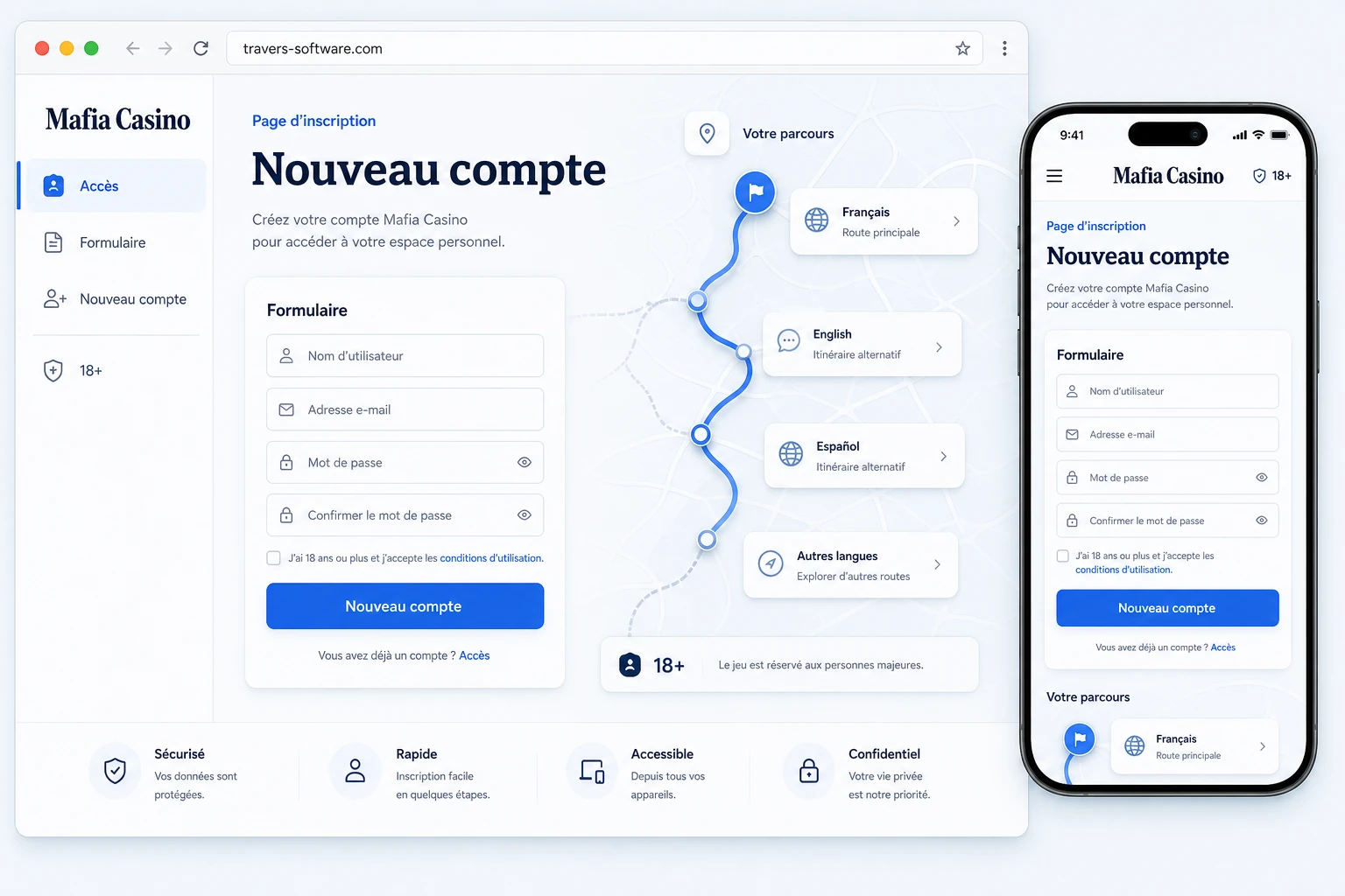Accès à la page d’inscription (anmeldung / registrierung)
