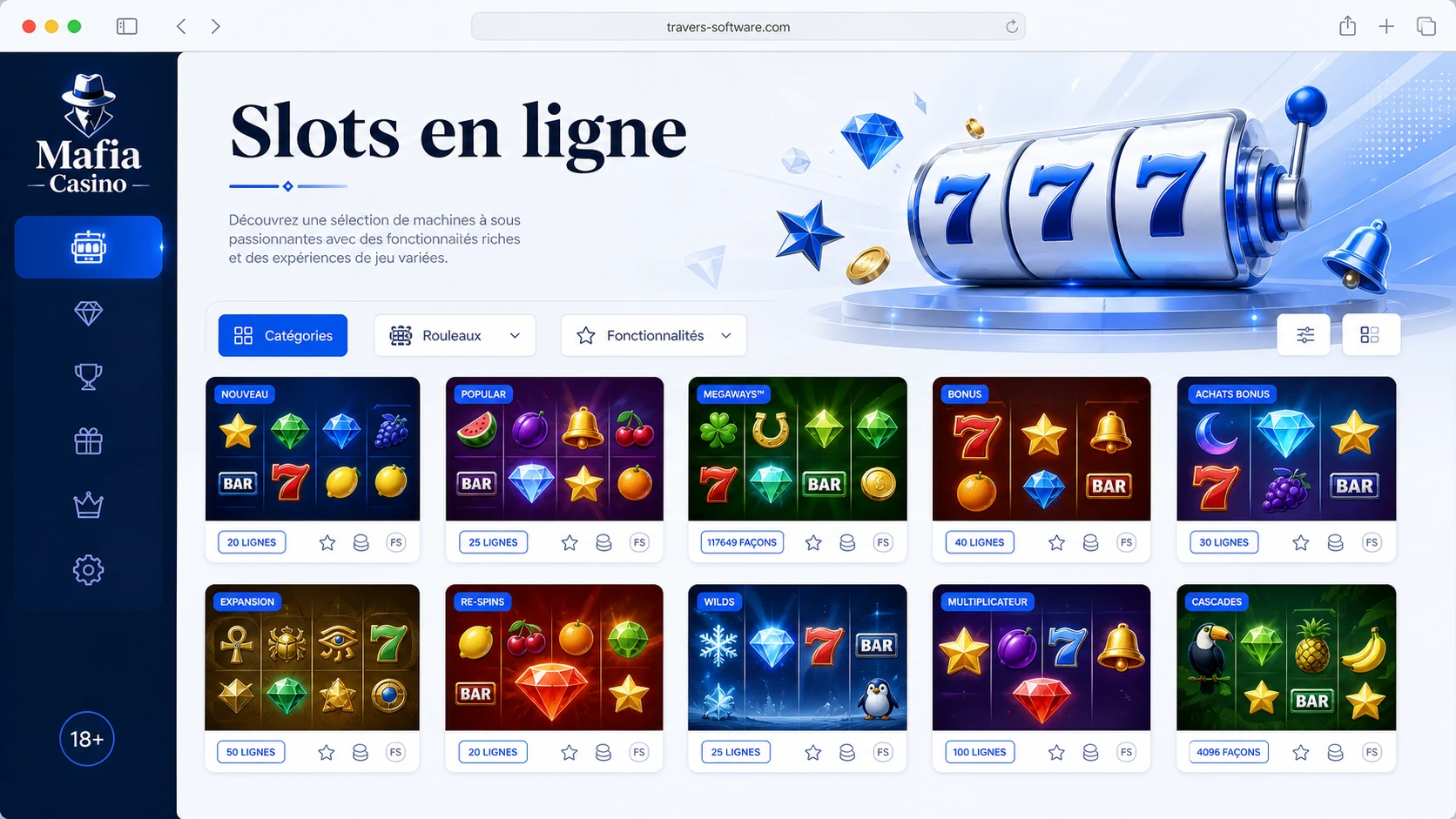 Présentation des slots sur Mafia Casino